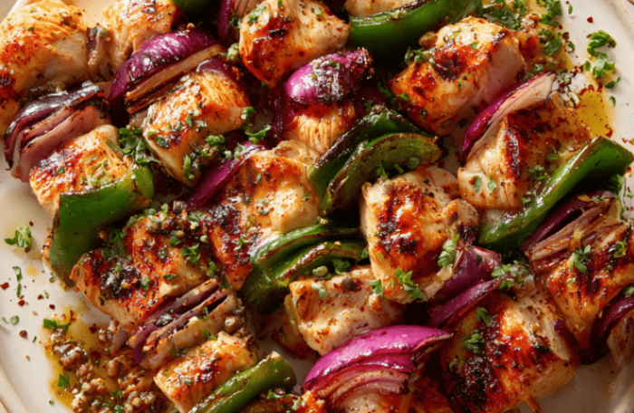 brochettes de poulets et granilles